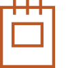 Orange line drawing of a calendar
